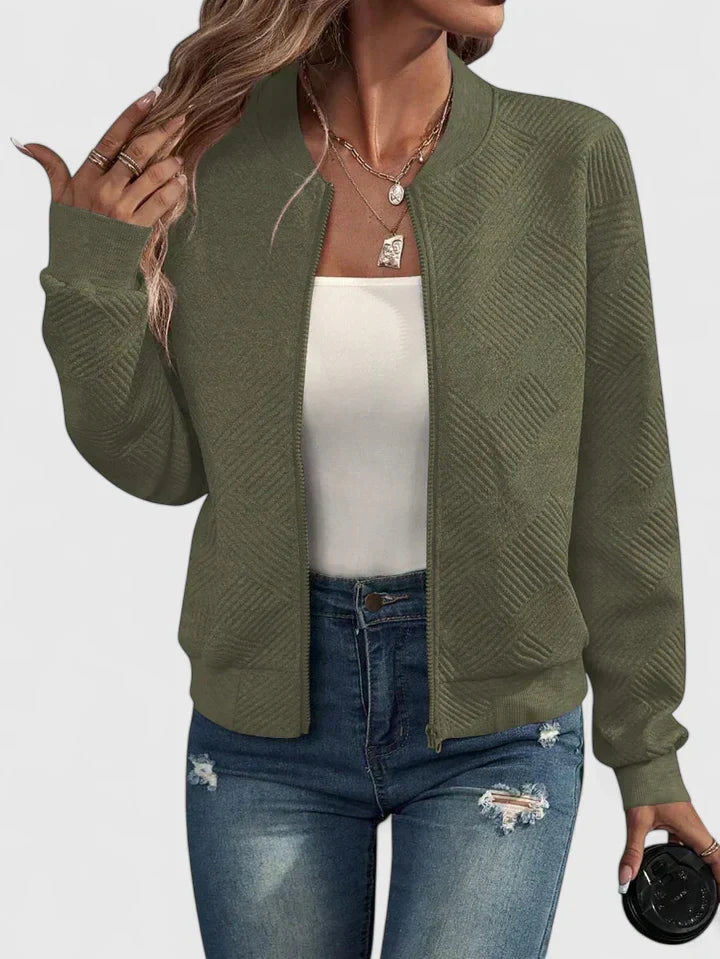 Damen Kurze Jacke zum Schichten für Herbst in Army Green