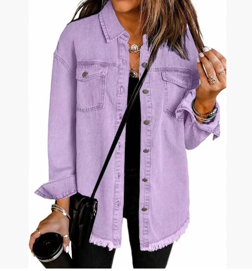 Damen Kurze Jeansjacke für Übergänge (6)