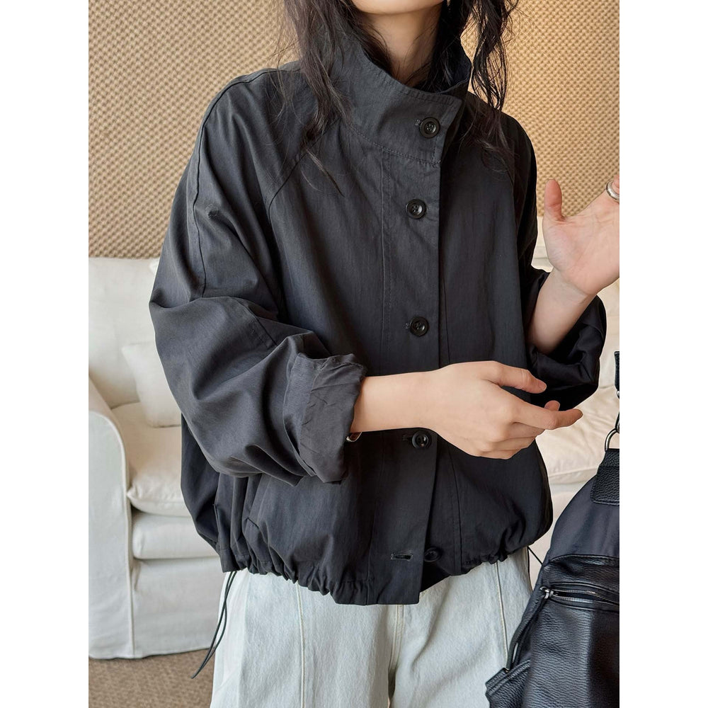 Damen Kurzmantel mit Stehkragen im Urban-Look in Schwarz