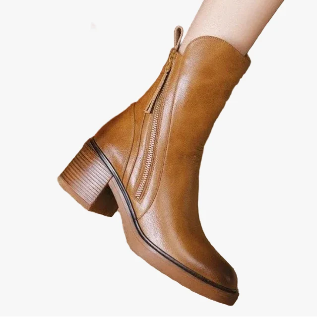 Damen Kurzstiefel mit Blockabsatz für Herbst