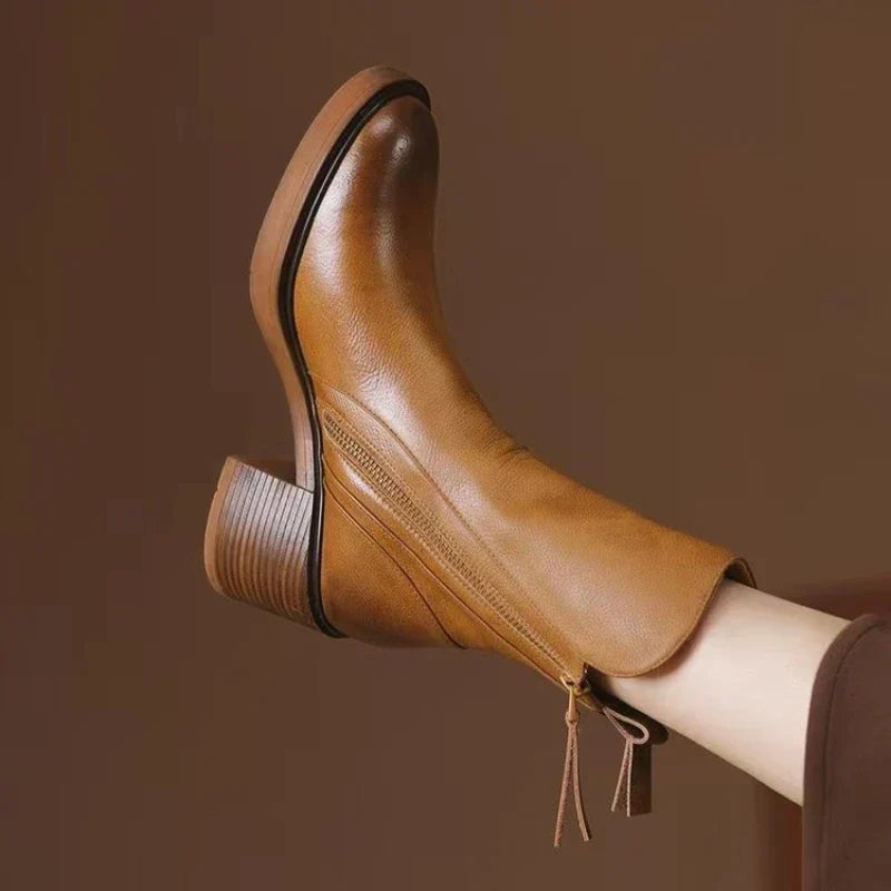 Damen Kurzstiefel mit Blockabsatz für Herbst (2)