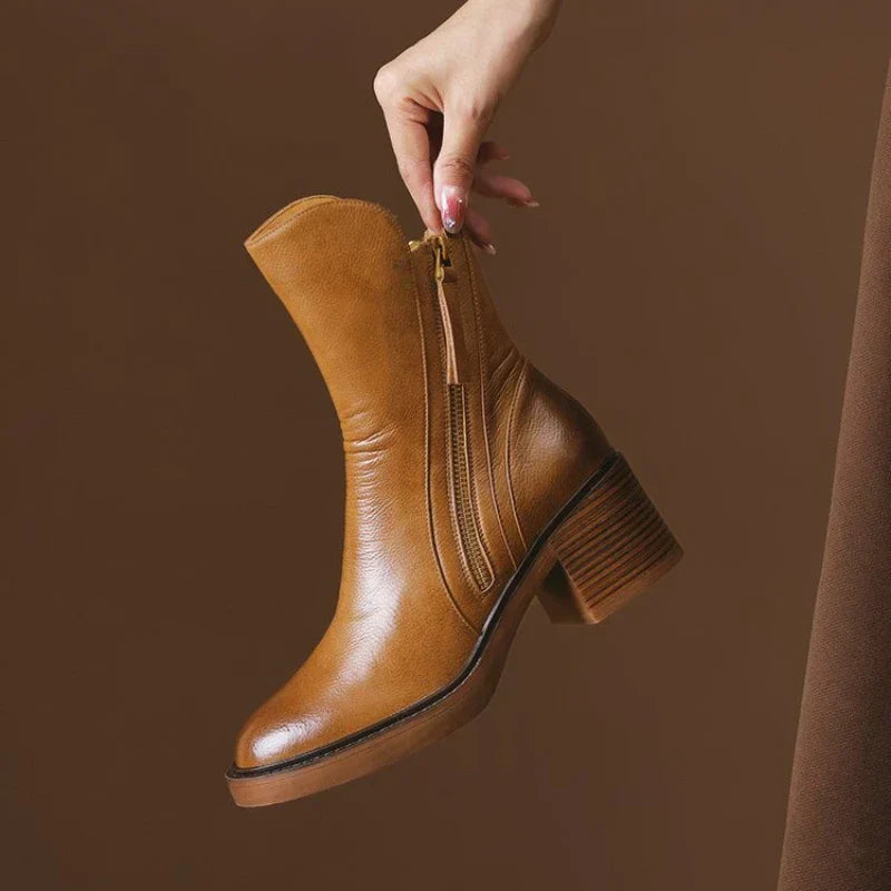 Damen Kurzstiefel mit Blockabsatz für Herbst (3)