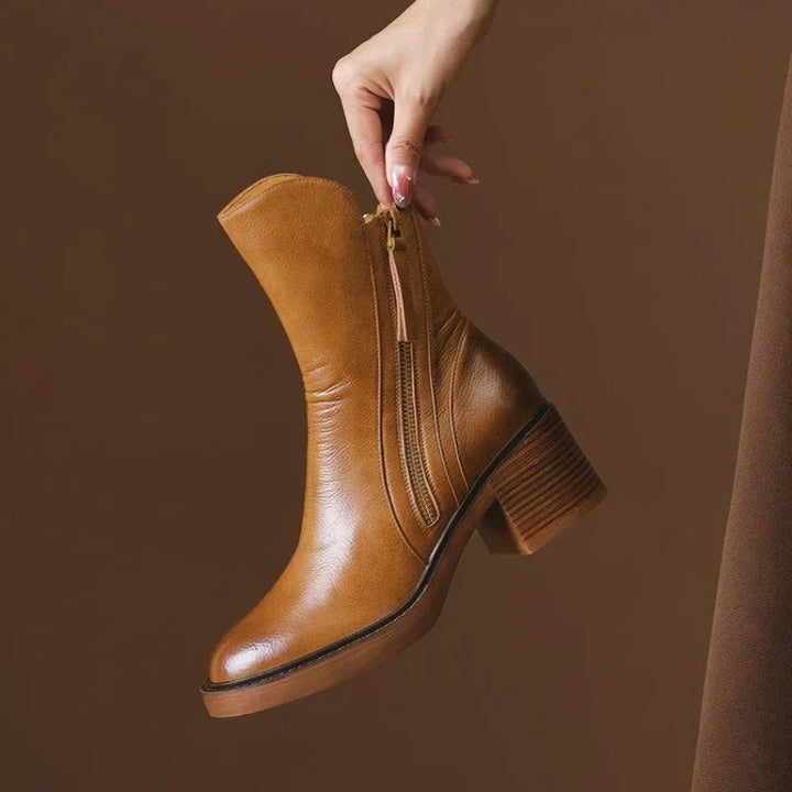 Damen Kurzstiefel mit Blockabsatz für Herbst (3)