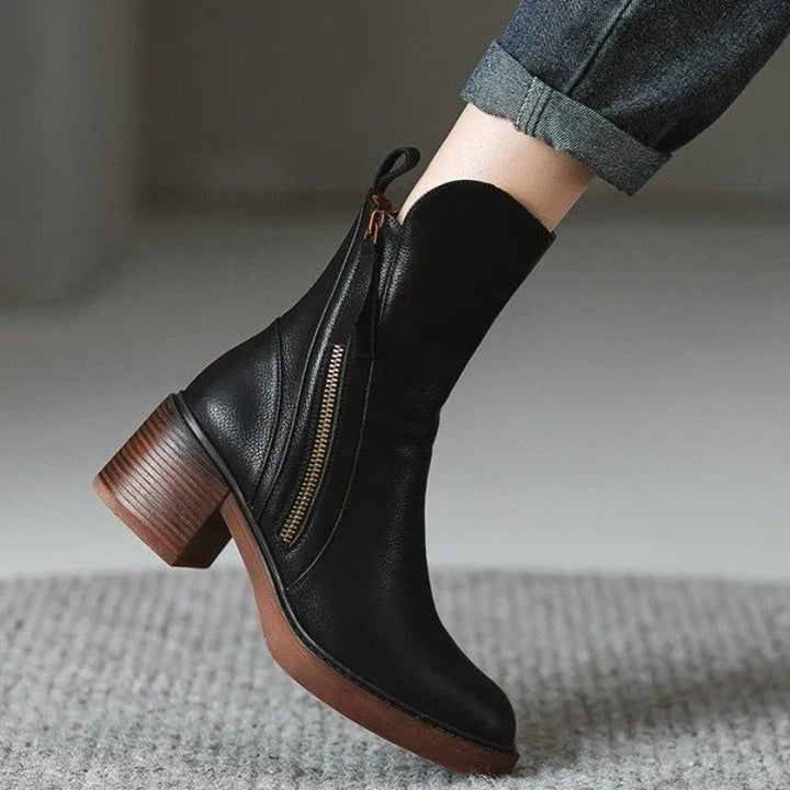 Damen Kurzstiefel mit Blockabsatz für Herbst (6)