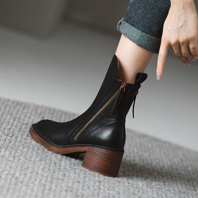 Damen Kurzstiefel mit Blockabsatz für Herbst (7)