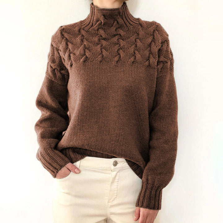Damen Kuschel-Rollkragen Pullover zum Schichten in Braun