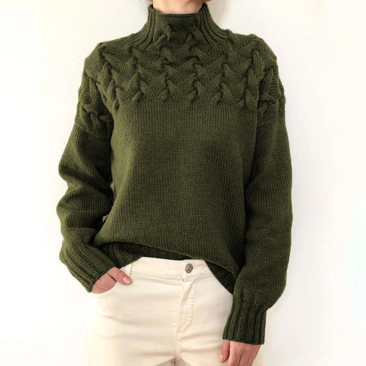 Damen Kuschel-Rollkragen Pullover zum Schichten in Dunkelgrün