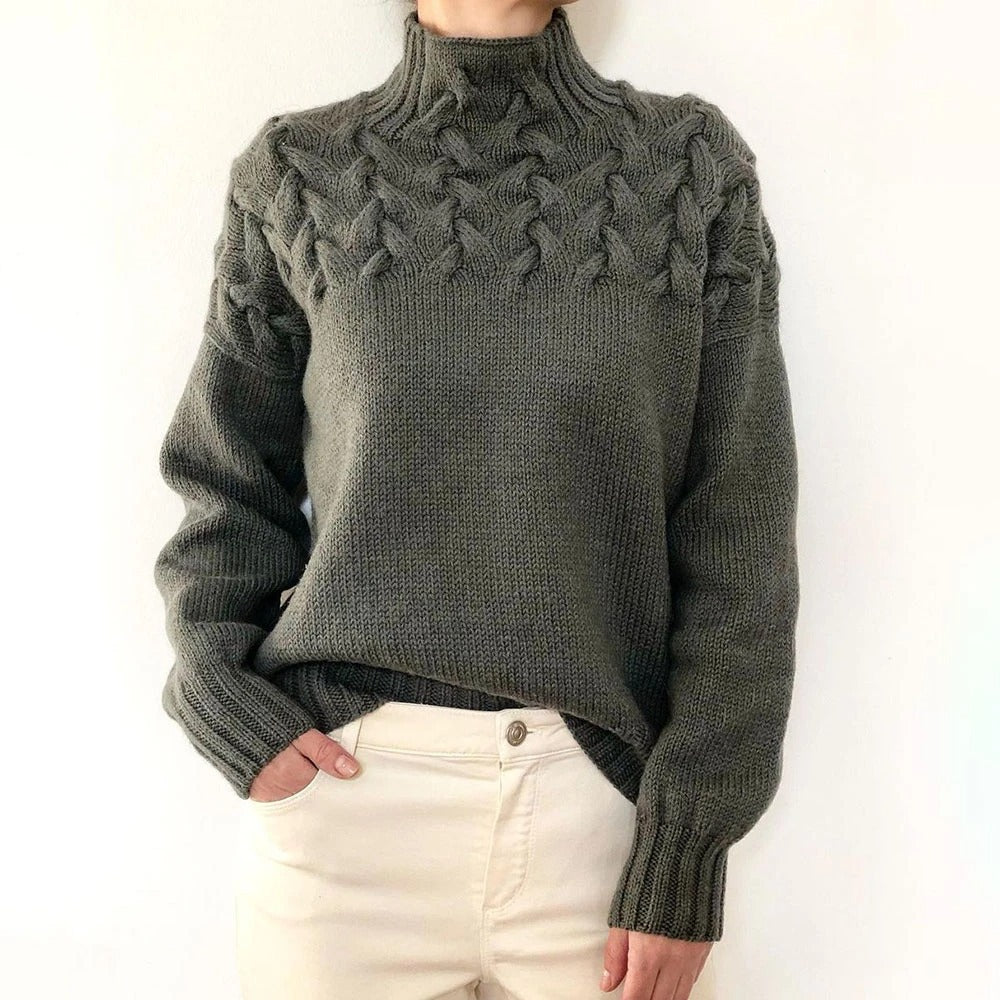 Damen Kuschel-Rollkragen Pullover zum Schichten in Grau