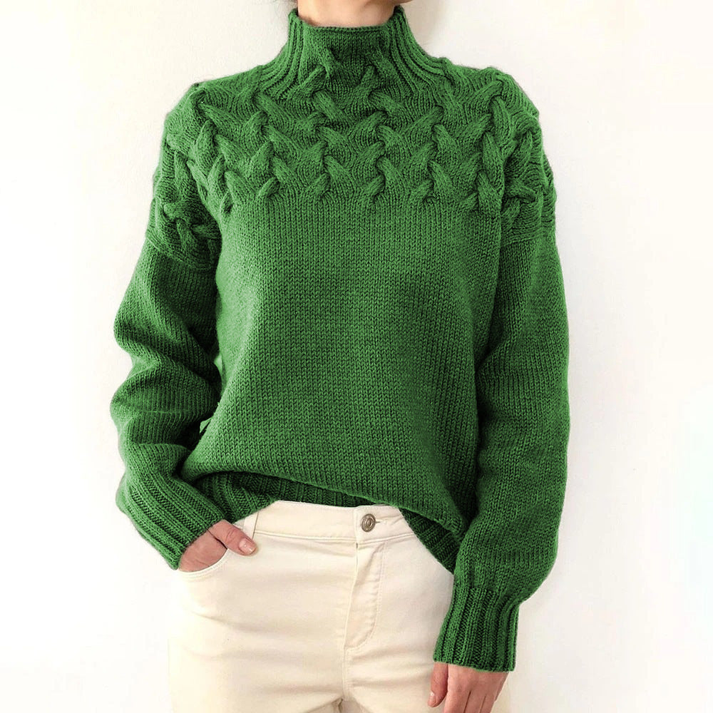 Damen Kuschel-Rollkragen Pullover zum Schichten in Grün