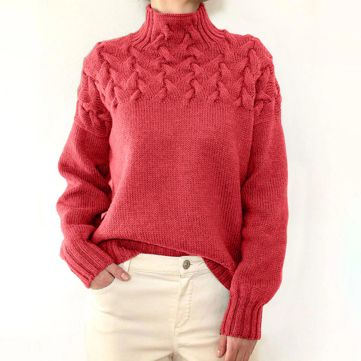 Damen Kuschel-Rollkragen Pullover zum Schichten in Hellrot