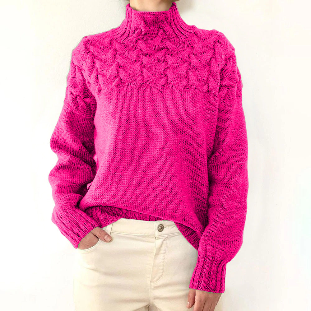 Damen Kuschel-Rollkragen Pullover zum Schichten in Rosa