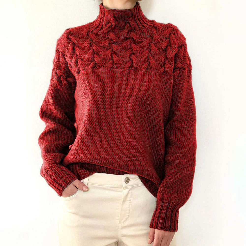 Damen Kuschel-Rollkragen Pullover zum Schichten in Rot