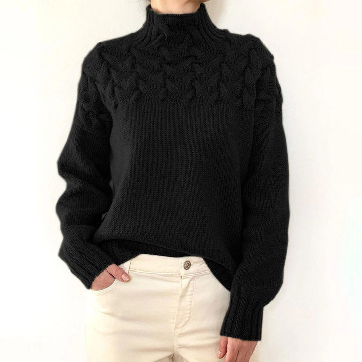 Damen Kuschel-Rollkragen Pullover zum Schichten in Schwarz