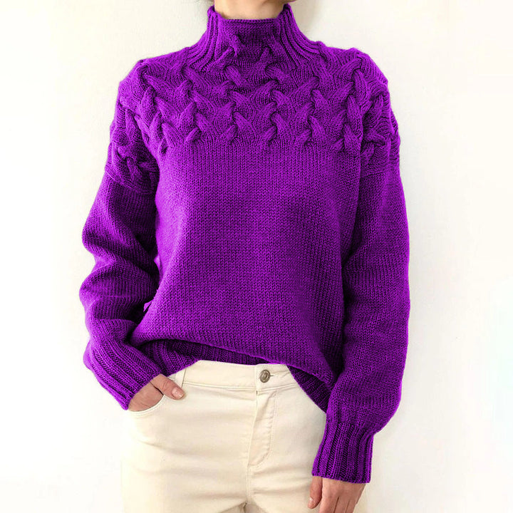 Damen Kuschel-Rollkragen Pullover zum Schichten in Violett
