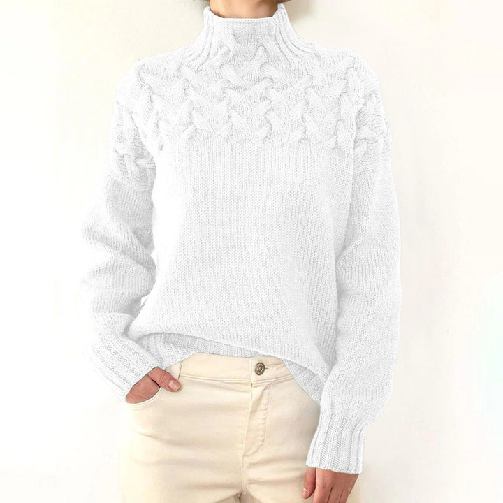 Damen Kuschel-Rollkragen Pullover zum Schichten in Weiß