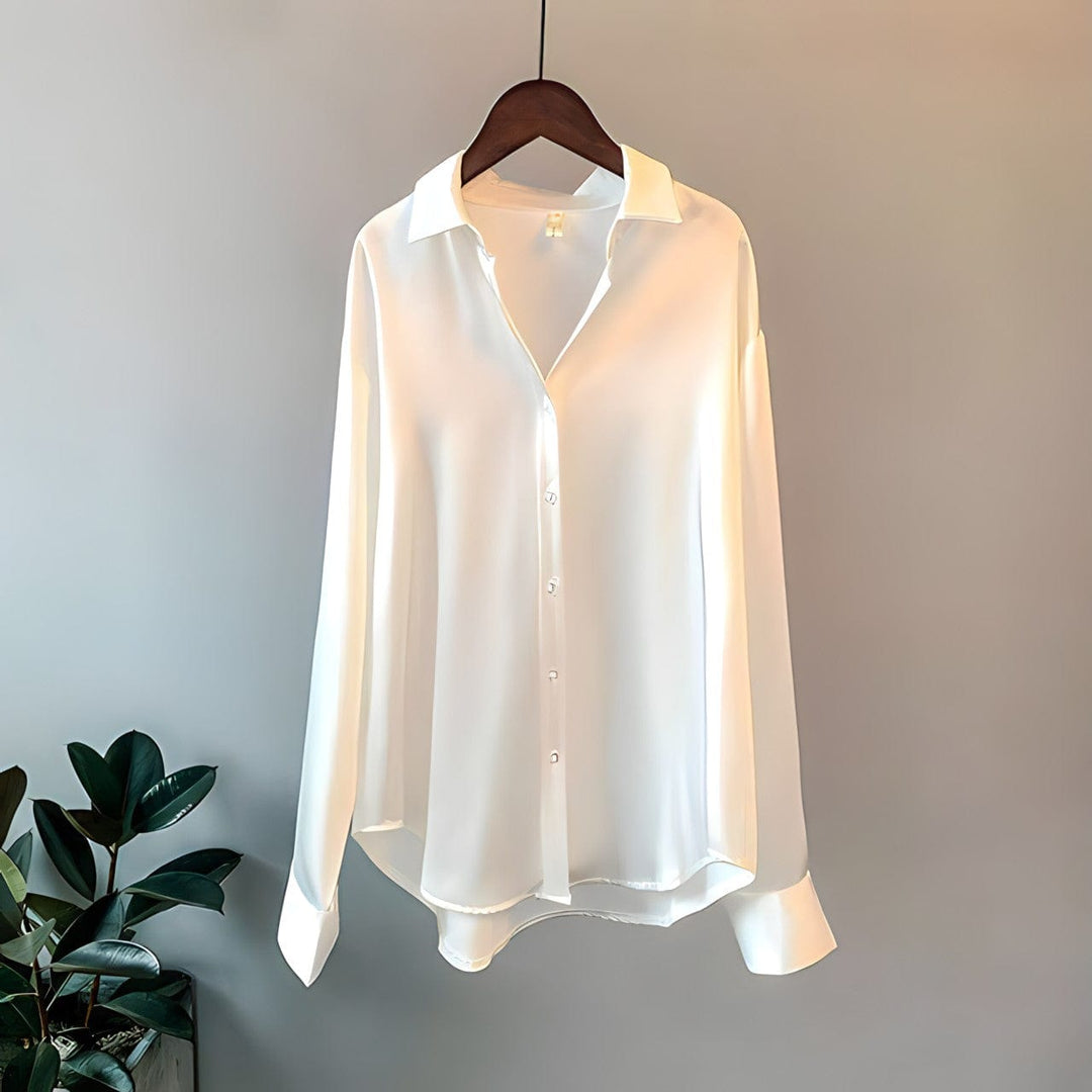 Damen Langarm-Bluse im Vintage-Stil in Weiß