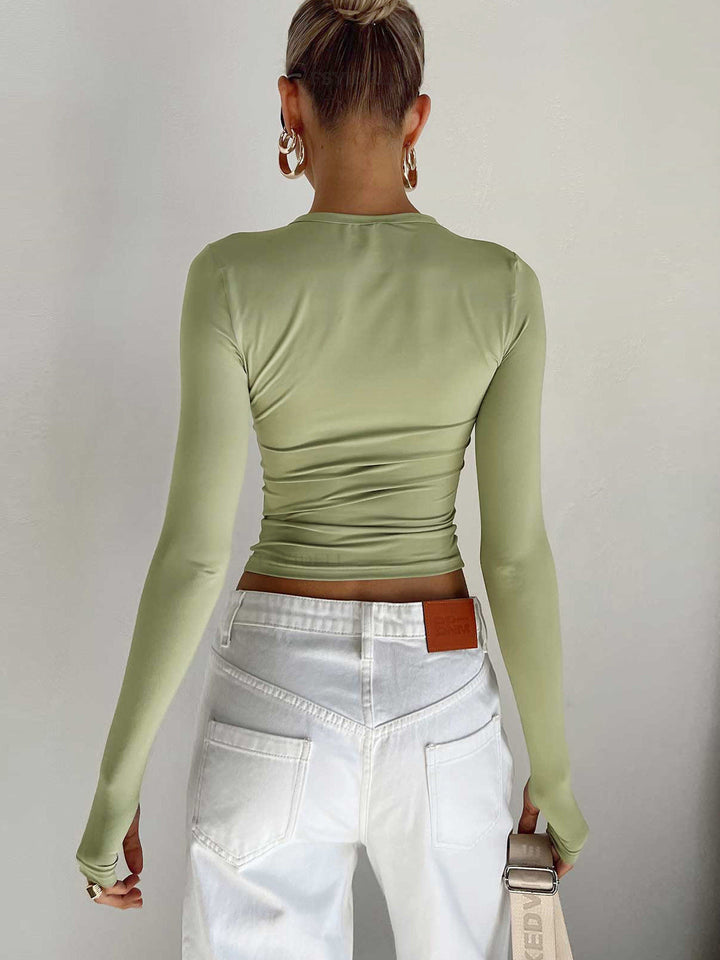 Damen Langarm Crop Bluse für Sommer (3)