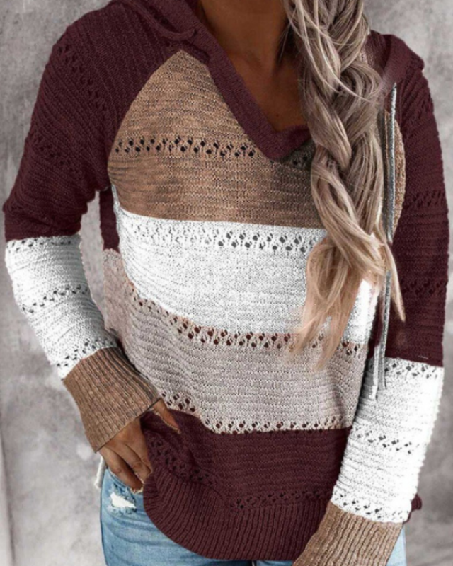 Damen Langarm Hoodie im modernen Casual-Stil in Bordeaux