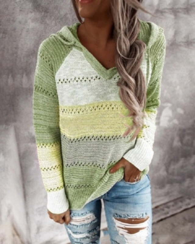 Damen Langarm Hoodie im modernen Casual-Stil in Grün