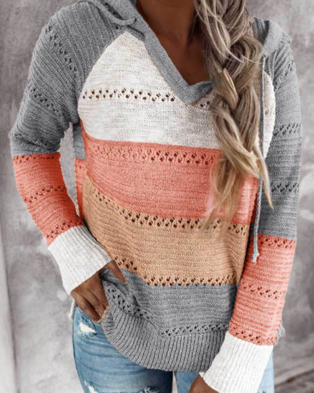 Damen Langarm Hoodie im modernen Casual-Stil in Orange