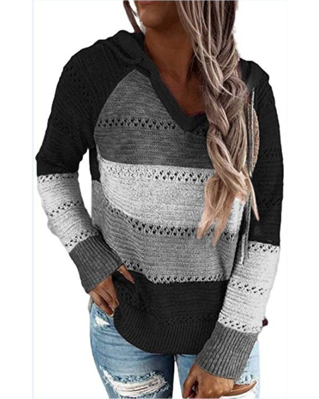 Damen Langarm Hoodie im modernen Casual-Stil in Schwarz