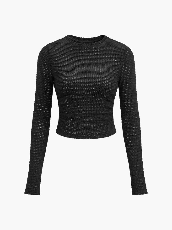 Damen Langarmshirt im Waffelmuster (10)