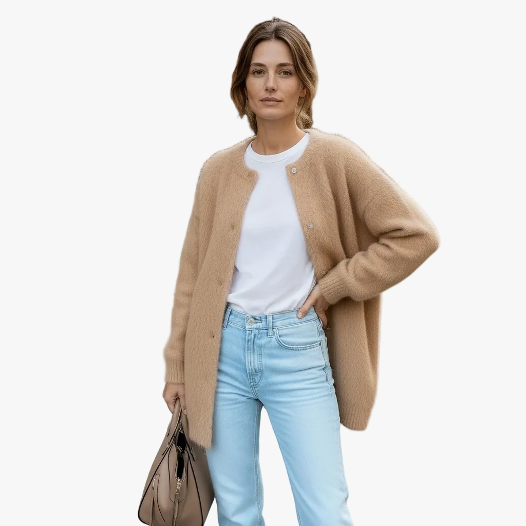 Damen lange Strickjacke für Alltag