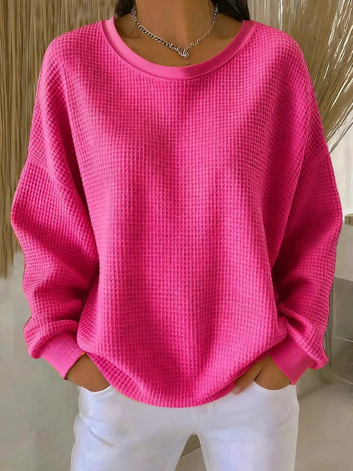 Damen lange Strickjacke zum Lagenlook in Leuchtendes Pink
