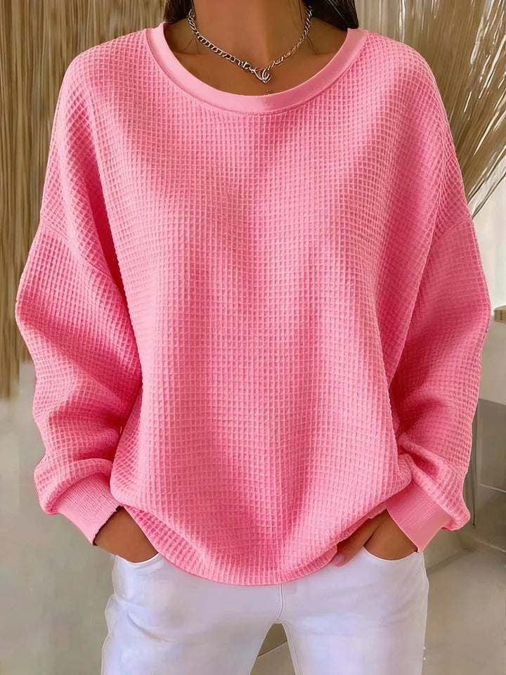Damen lange Strickjacke zum Lagenlook in Rosa