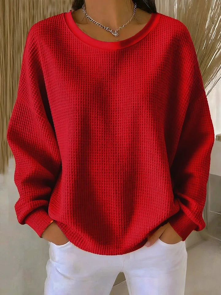 Damen lange Strickjacke zum Lagenlook in Rot