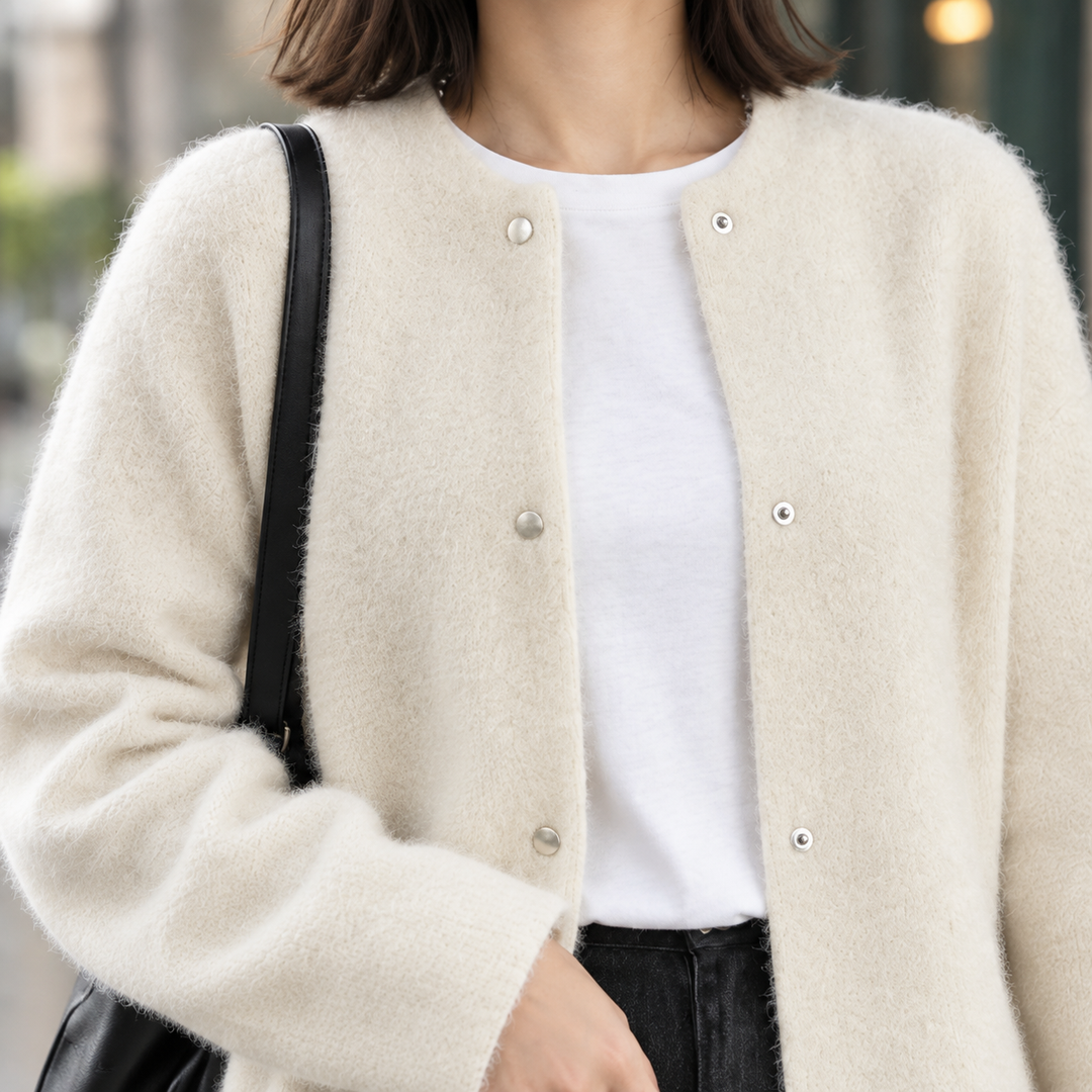 Damen Langer Strickpullover mit Rundhals (6)