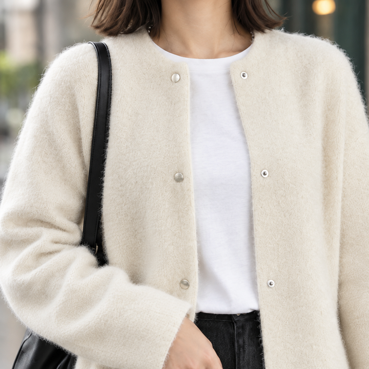 Damen Langer Strickpullover mit Rundhals (6)