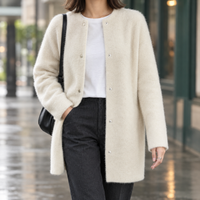Antonia | Damen Langer Strickpullover mit Rundhals
