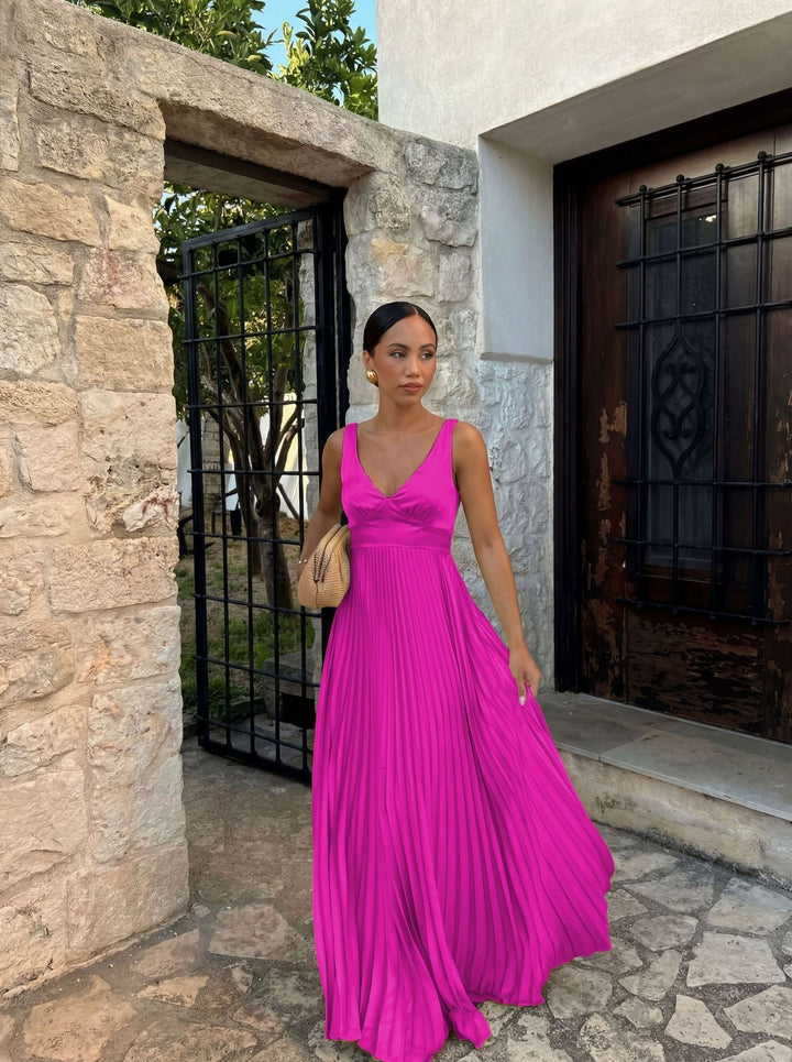 Damen langes Abendkleid für die Hochzeit in Magenta
