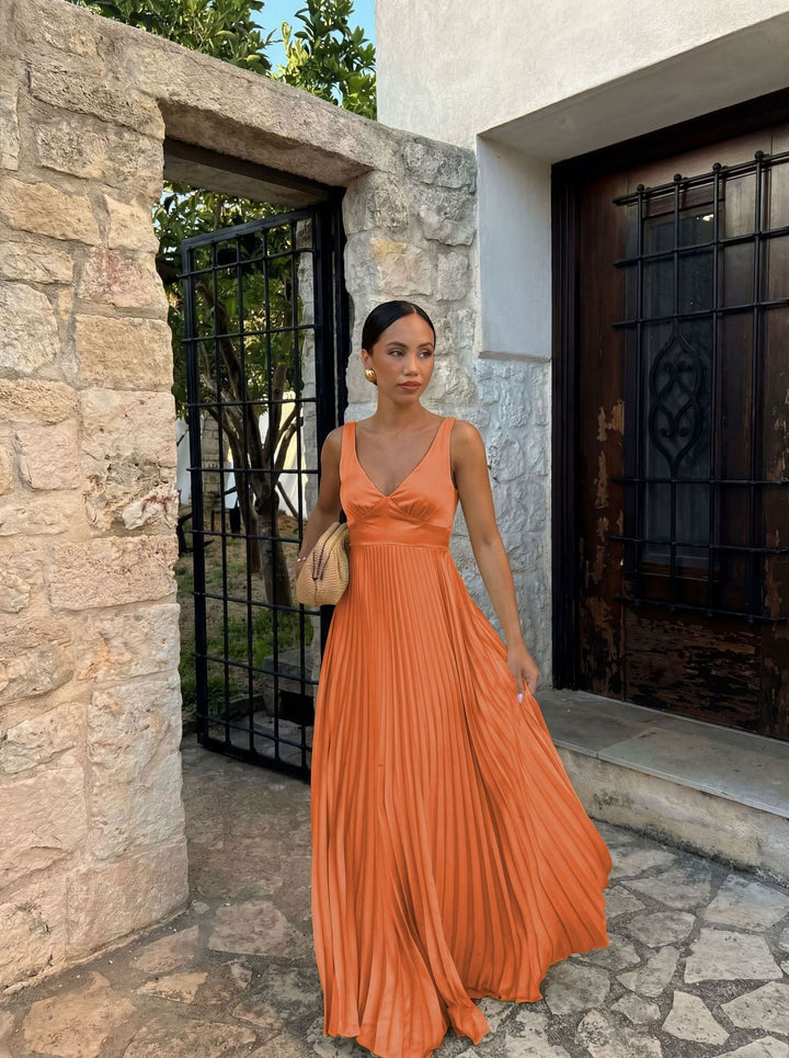Damen langes Abendkleid für die Hochzeit in Orange-Red