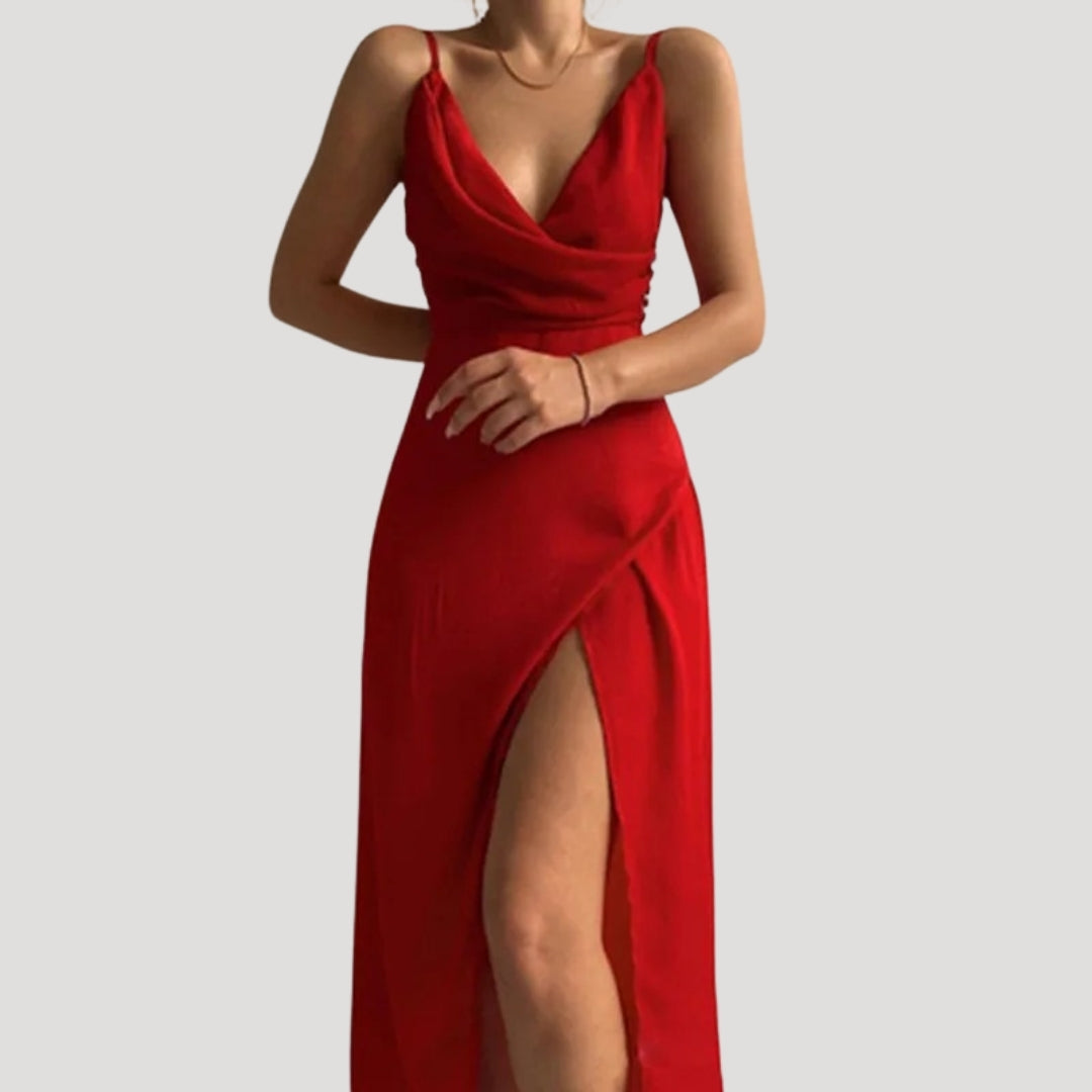 Damen Langes Abendkleid für Hochzeitsgäste in Rot