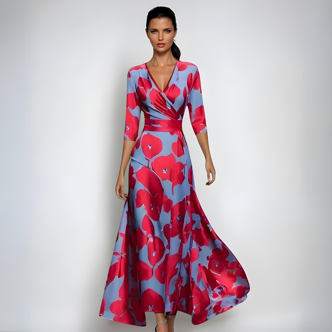 Damen Langes Abendkleid im Blütendesign