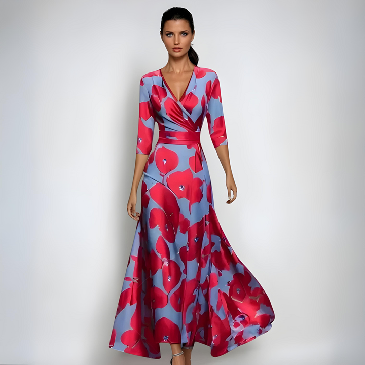 Damen Langes Abendkleid im Blütendesign