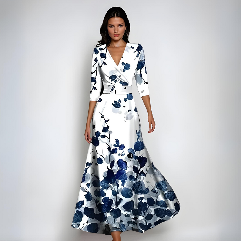 Damen Langes Abendkleid im Blütendesign (2)