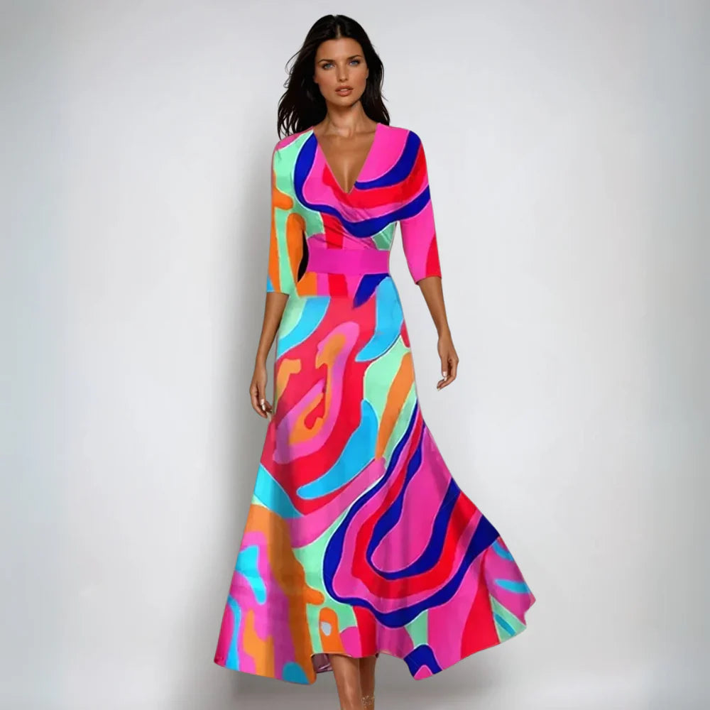 Damen Langes Abendkleid im Blütendesign (4)