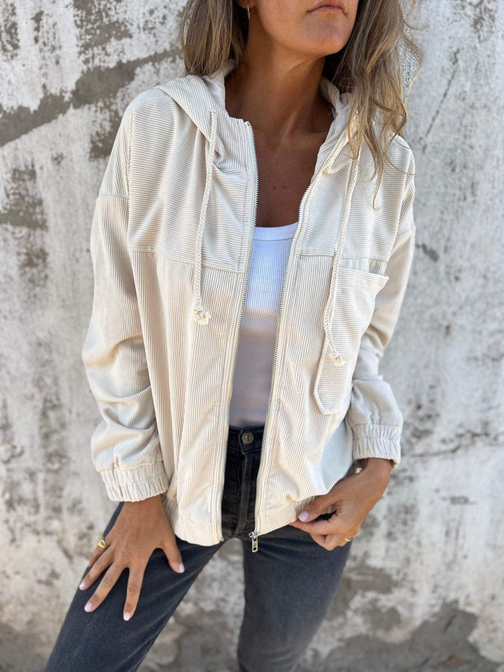 Damen Lässige Baumwoll-Jacke für den Alltag in Weiß