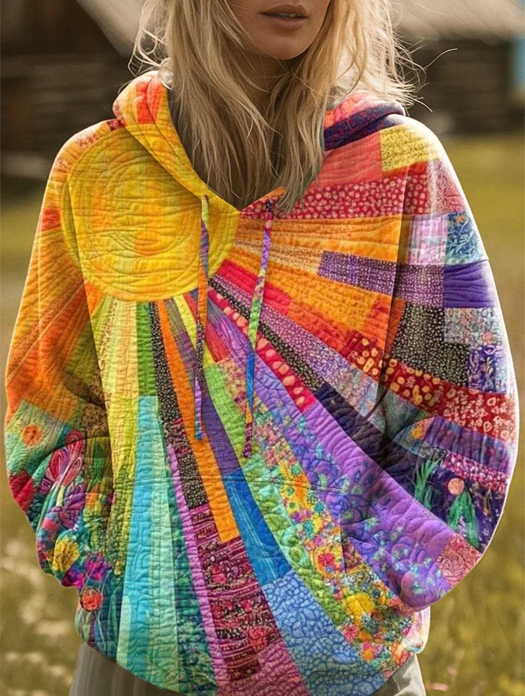 Damen Lässiger Boho Pullover in Mehrfarbig