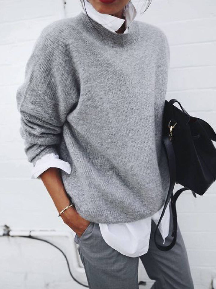 Damen Lässiger Pullover für Alltag in Hellgrau