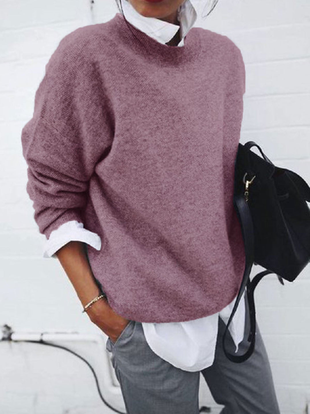 Damen Lässiger Pullover für Alltag in Rosa