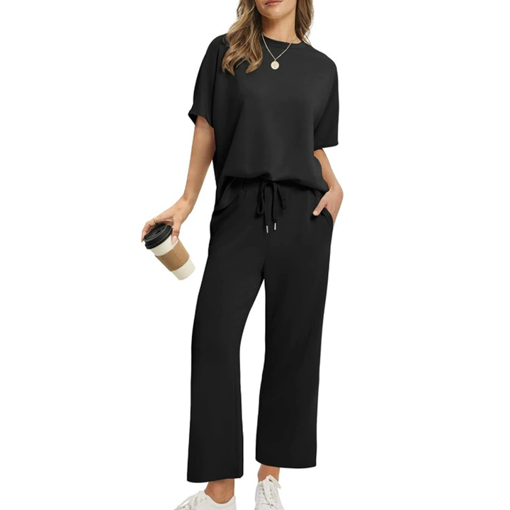 Damen Lässiges Alltags-Set in Schwarz