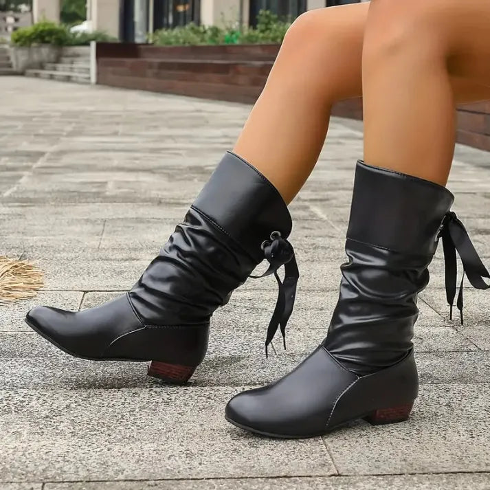 Damen Leder Schnürstiefel für Herbst (4)