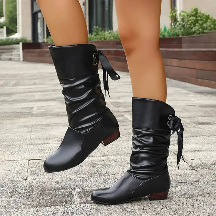 Damen Leder Schnürstiefel für Herbst (5)