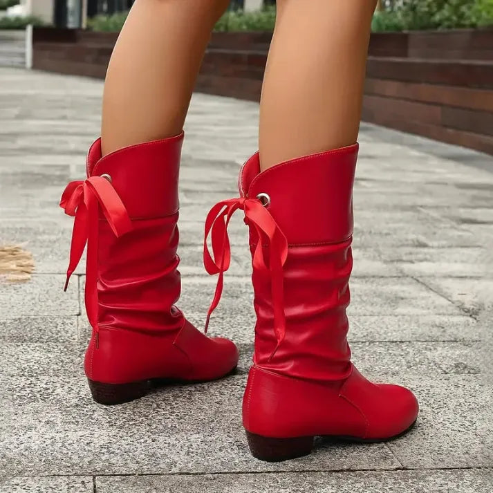 Damen Leder Schnürstiefel für Herbst (8)