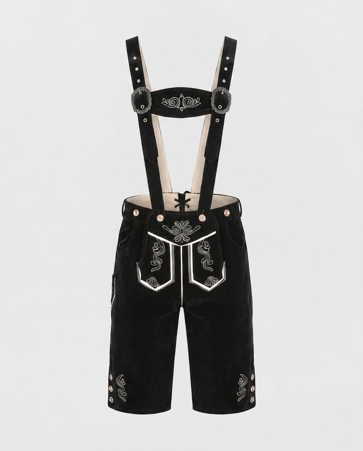 Damen Lederhose zum Oktoberfest im Trachten-Stil in Schwarz