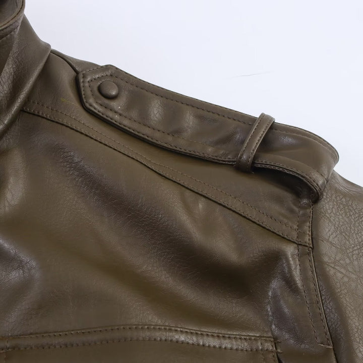Damen Lederjacke Bomber kurz für Herbst (4)